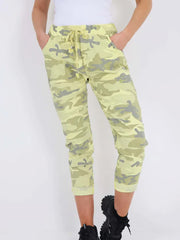 Italian Camouflage Print Magic Pants - Yellow