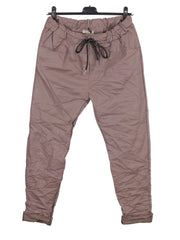 Italian Wet Look Stretch Magic Trousers - Tea Pink