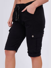 Italian Side Pockets Cargo Magic Shorts - Black