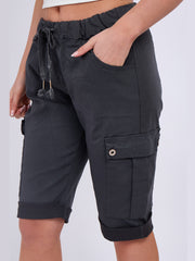 Italian Side Pockets Cargo Magic Shorts - Charcoal
