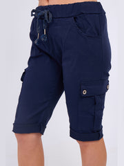 Italian Side Pockets Cargo Magic Shorts - Navy