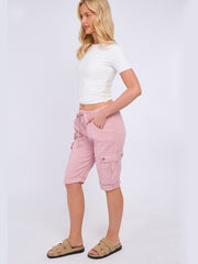 Italian Side Pockets Cargo Magic Shorts - Baby Pink