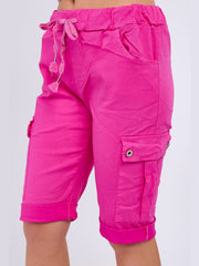 Italian Side Pockets Cargo Magic Shorts - Cerise
