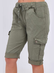 Italian Side Pockets Cargo Magic Shorts - Khaki