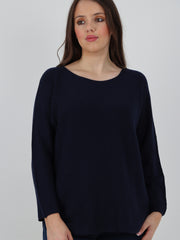 Italian Soft Feel Scoop Neck Jumper - Black