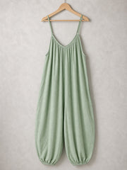 Italian Strappy Harem Style Jumpsuit With Side Pockets - Mint