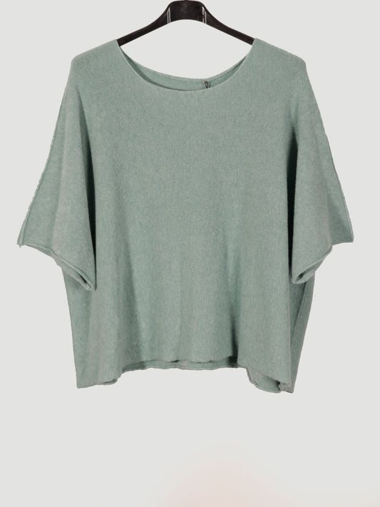 Italian Plain Knitted Batwing Crop Jumper - Mint