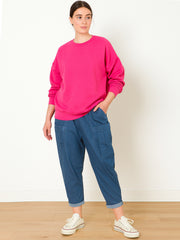 Italian Front Pockets Detail Cotton Trousers - Denim