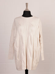 Italian Cable Knitted Batwing Jumper - Beige