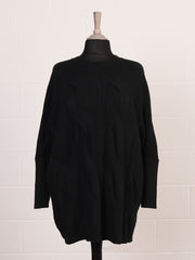 Italian Cable Knitted Batwing Jumper - Black