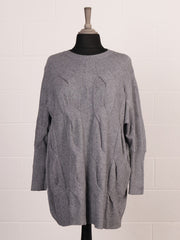 Italian Cable Knitted Batwing Jumper - Grey