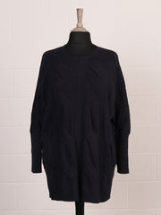 Italian Cable Knitted Batwing Jumper - Navy