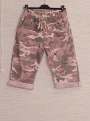 Italian Camouflage Print Knee Length Magic Shorts - Baby Pink