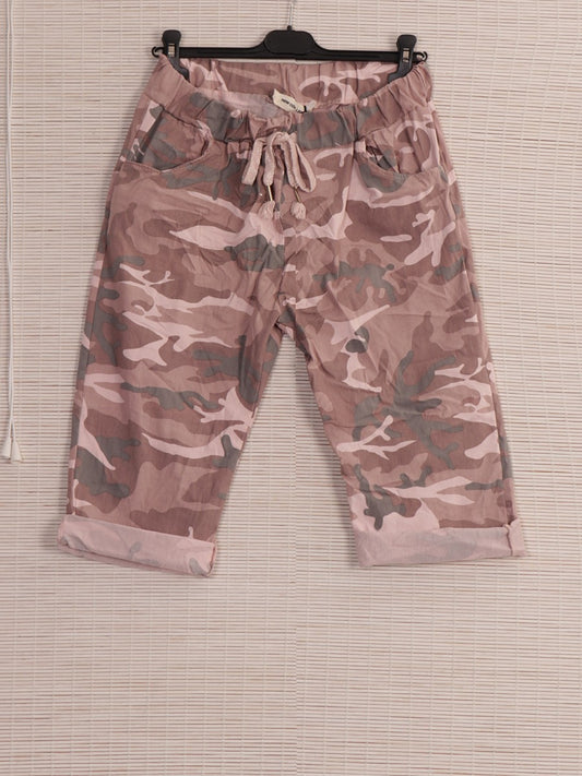 Italian Camouflage Print Knee Length Magic Shorts - Baby Pink