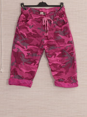 Italian Camouflage Print Knee Length Magic Shorts - Cerise