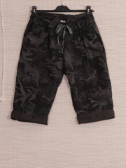 Italian Camouflage Print Knee Length Magic Shorts - Charcoal