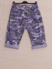 Italian Camouflage Print Knee Length Magic Shorts - Lilac