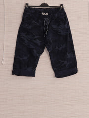 Italian Camouflage Print Knee Length Magic Shorts - Navy