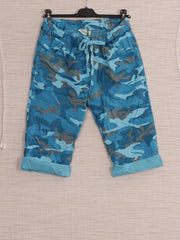Italian Camouflage Print Knee Length Magic Shorts - Turquoise