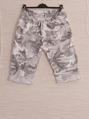 Italian Camouflage Print Knee Length Magic Shorts - White