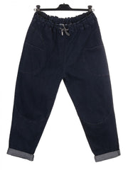 Italian Front Pockets Detail Regular Fit Denim Trousers - Dark Denim