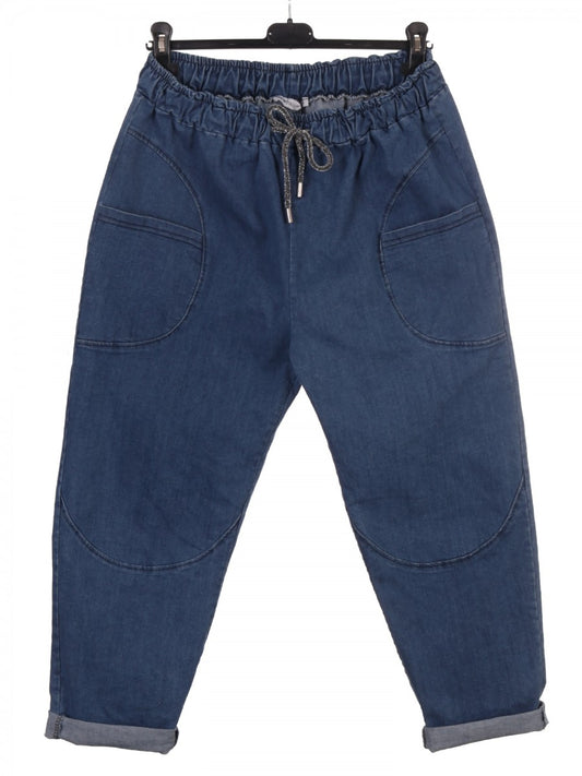 Italian Front Pockets Detail Regular Fit Denim Trousers - Denim