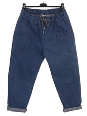 Italian Front Pockets Detail Regular Fit Denim Trousers - Denim