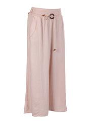 Italian Linen Rope Tie Elasticated Waist Culotte - Baby Pink
