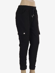 Italian Plain Cargo Magic Pants - Black