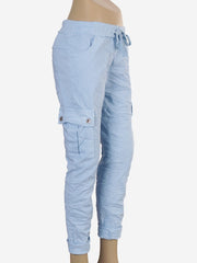 Italian Plain Cargo Magic Pants - Sky Blue