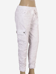 Italian Plain Cargo Magic Pants - White
