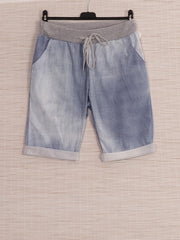 Italian Plain Cotton Shorts - Light Denim