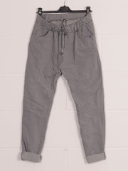 Italian Plain Magic Pants With Side Pockets - Grey
