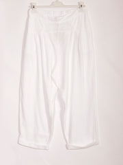 Italian Pleated Relaxed Fit Linen Trousers - White