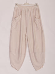 Italian Relaxed Fit Front Pockets Harem Trousers - Beige