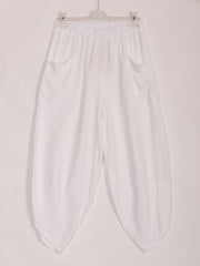 Italian Relaxed Fit Front Pockets Harem Trousers - White
