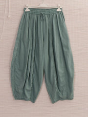 Italian Relaxed Fit Linen Capri Trousers - Mint
