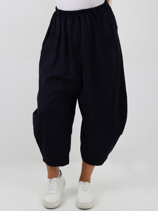 Italian Relaxed Fit Scuba Cocoon Style Trousers - Black