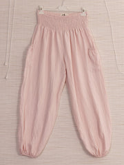 Italian Side Pockets Detail Harem Pants - Baby Pink