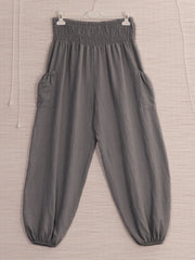 Italian Side Pockets Detail Harem Pants - Grey