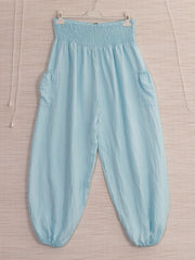 Italian Side Pockets Detail Harem Pants - Sky Blue