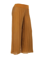 Italian Silk Trouser With Elasticated Waist - Rust