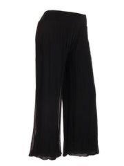 Italian Silk Trouser With Elasticated Waist - Black
