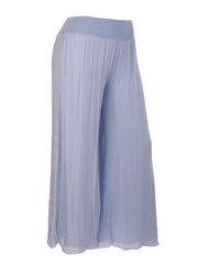 Italian Silk Trouser With Elasticated Waist - Light Denim