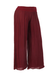 Italian Silk Trouser With Elasticated Waist - Wine