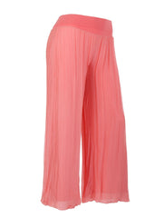 Italian Silk Trouser With Elasticated Waist - Coral