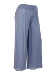Italian Silk Trouser With Elasticated Waist - Denim