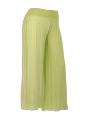 Italian Silk Trouser With Elasticated Waist - Lime Green