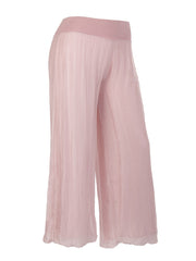 Italian Silk Trouser With Elasticated Waist - Baby Pink