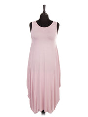Italian Sleeveless Jersey Parachute Lagenlook Dress - Baby Pink